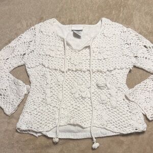 White Crochet Kids Blouse